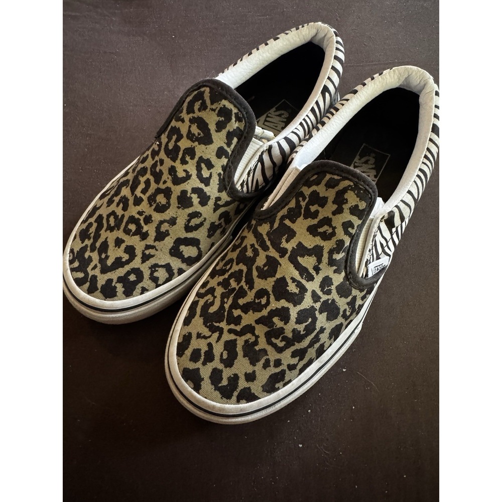 Vans Shoes Juniors Teens Size 3 Slip On Animal Leopard Zebra Skate EUC SB18